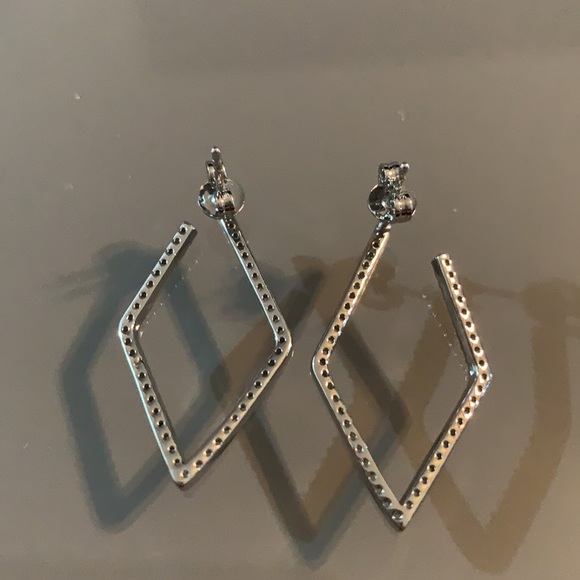 Silver Pave Swarovski Geometric Earrings ADORNIA - Picture 9 of 11